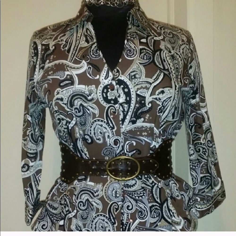 🎈🎈🎈Coldwater Creek Brown Paisley Blouse